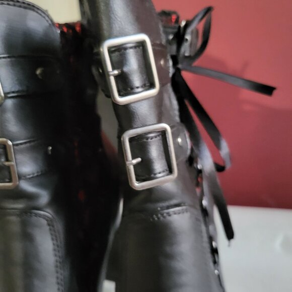 NWOT DEMONIA CRYPTO-51 RED CORSET LACE ANKLE BOOTS SZ 12 - Picture 6 of 10